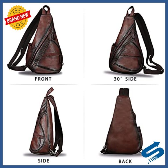 Genuine Leather Sling Backpack, Convertible Daypack for iPad & Daily Use main image 4